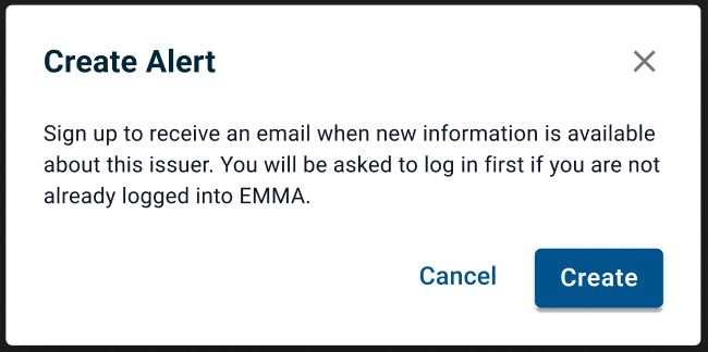 EMMA alert popup to create a new alert