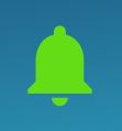 Green bell icon on a blue gradient background